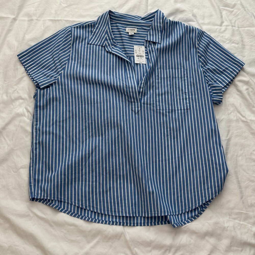 J Crew Factory Striped Popover Blouse